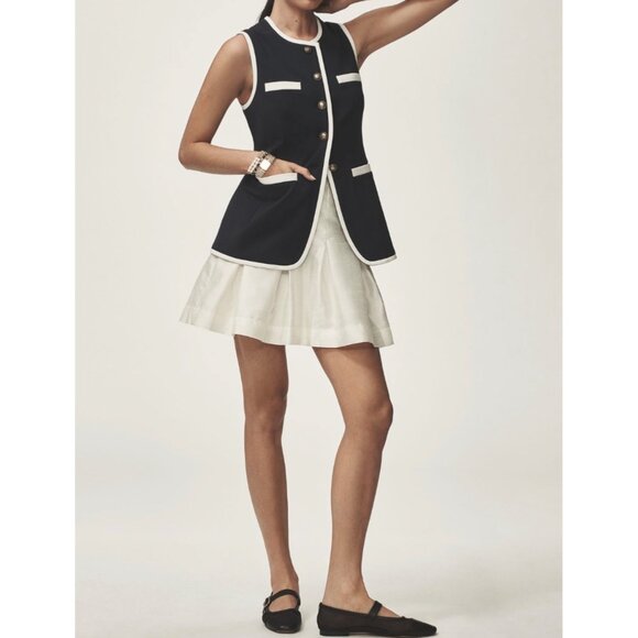 Maeve Anthropologie Pleated Taffeta Mini Skirt Size 8 Ivory - Picture 5 of 8